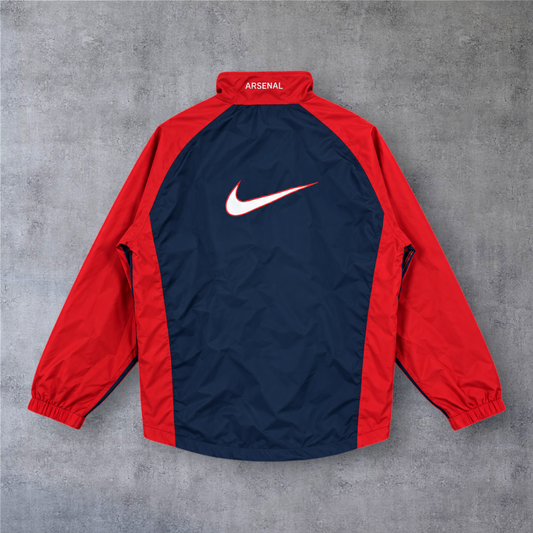 Casaco vintage A minha loja do Arsenal 1998/99 em azul e vermelho com logótipo Nike e fecho completo