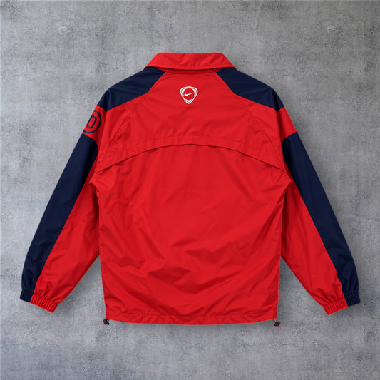 Casaco vintage Arsenal 2004/05 A minha loja, vermelho e azul marinho com fecho completo e detalhes autênticos.