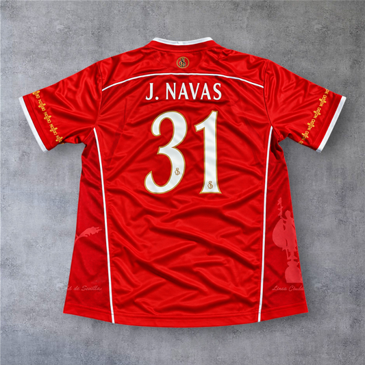 Camisola de futebol A minha loja Sevilla 2003/04 vermelha com nome e número 31 de Jesus Navas nas costas