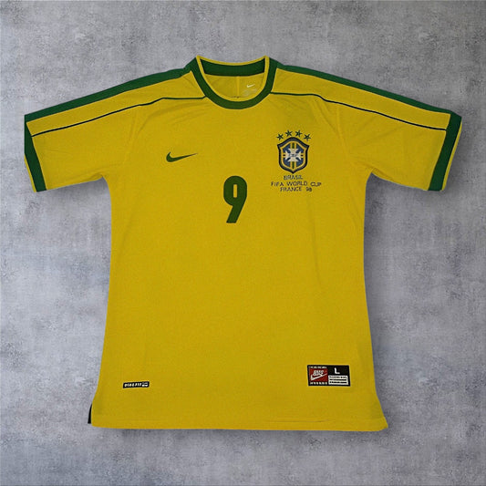 Ronaldo 9 Brazil Home 1998 World Cup retro football shirt