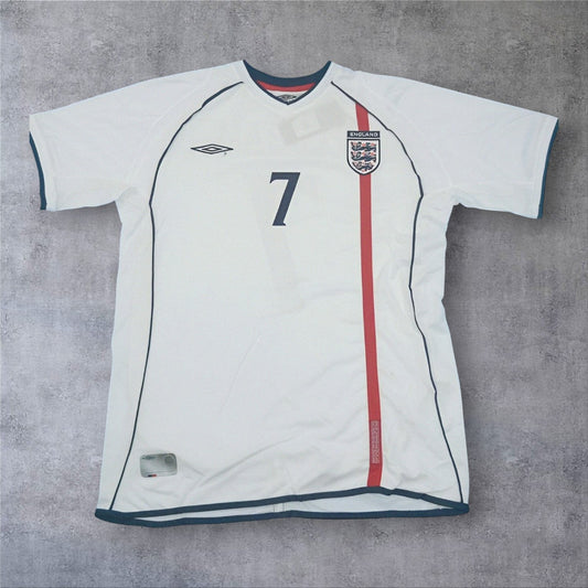 Beckham 7 England Home 2002 retro football shirt