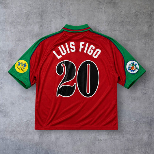 Figo 20 Portugal Home 1996 Euro retro football shirt