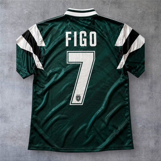 Figo 7 Sporting 1990 Home retro football shirt