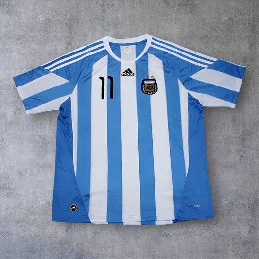 Tevez 11 Argentina Home 2010 World Cup retro football shirt