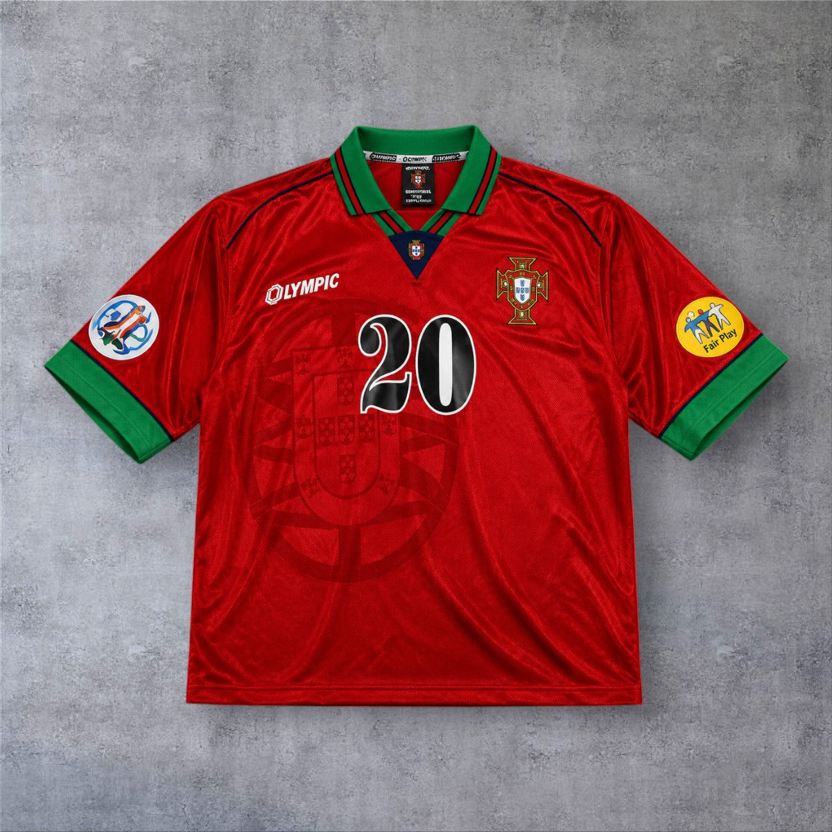 Figo 20 Portugal Home 1996 Euro retro football shirt