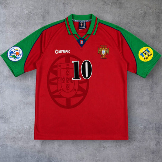 Rui Costa 10 Portugal Home 1996 Euro retro football shirt