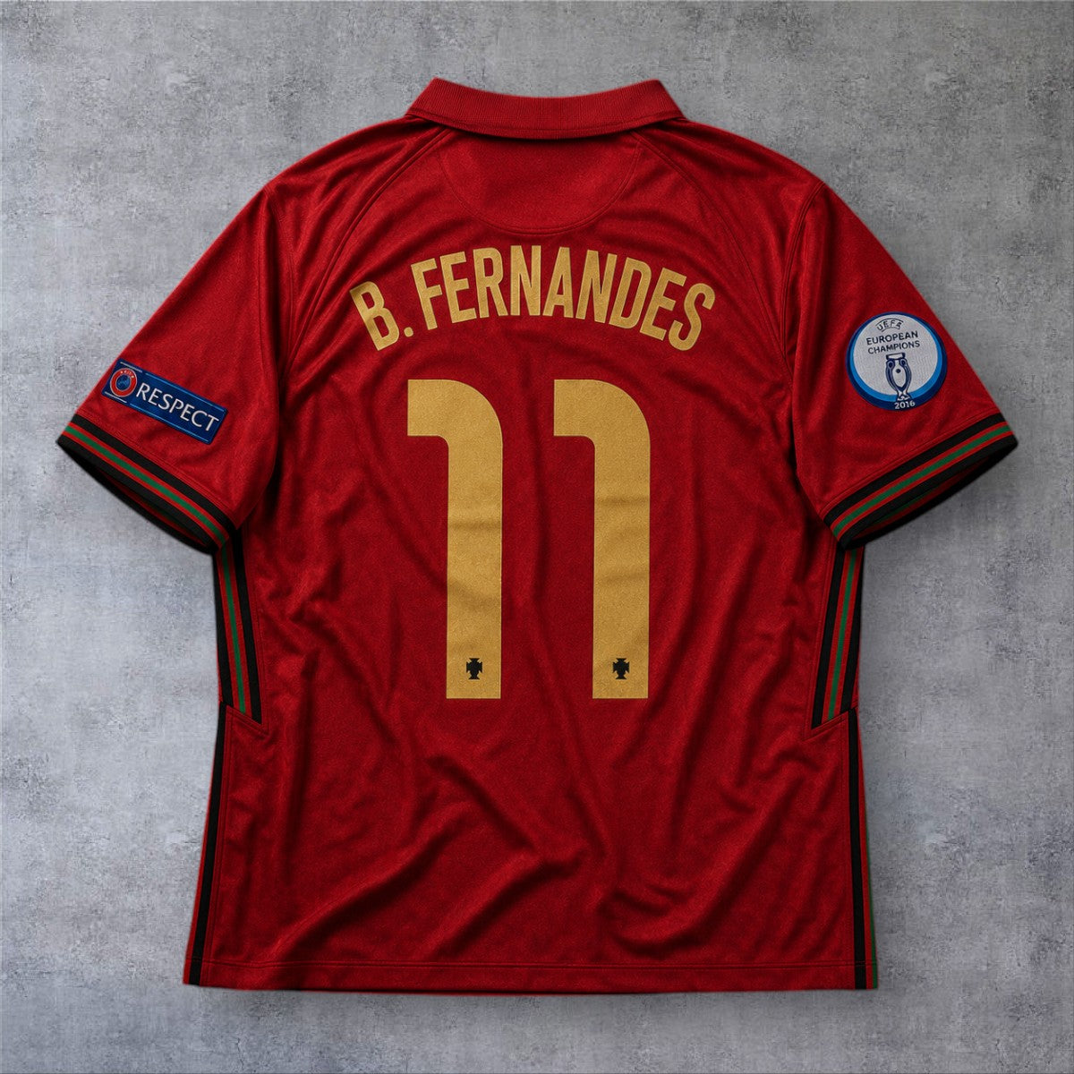 B.Fernandes 11 Portugal Home 2021 Euro retro football shirt