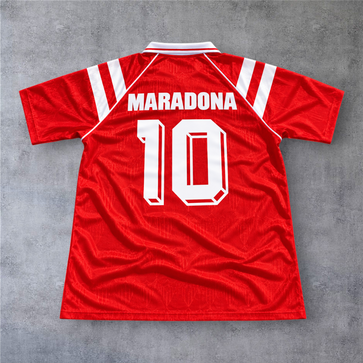 Camisola de futebol A minha loja Sevilla 1992/93 Away vermelha com o nome Maradona e o número 10 nas costas