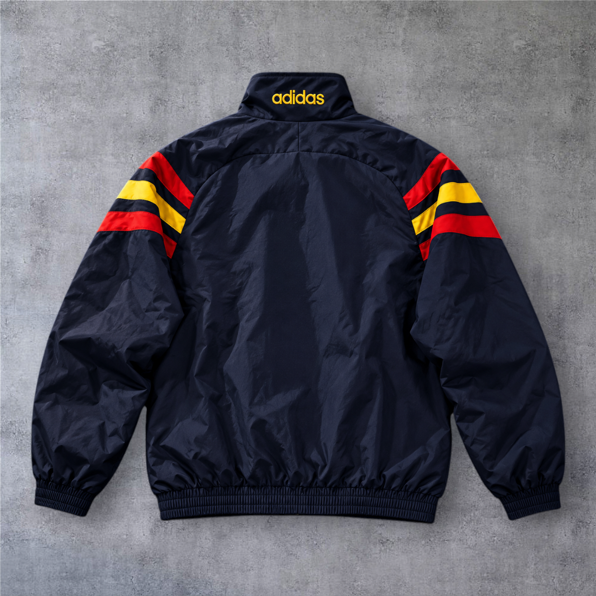 Casaco vintage A minha loja da seleção de Espanha de 1996 em azul marinho com detalhes em vermelho e amarelo