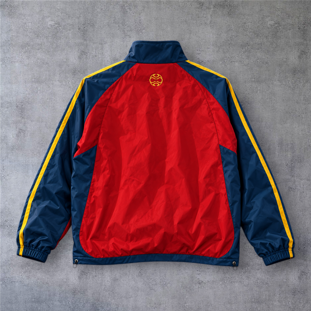 Casaco vintage da A minha loja da seleção de Espanha de 2006, vermelho e azul com detalhes em amarelo nas costas.