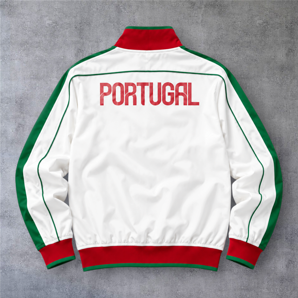 Casaco vintage de Portugal 2010/11 A minha loja, branco com detalhes verdes e vermelhos e fecho completo.