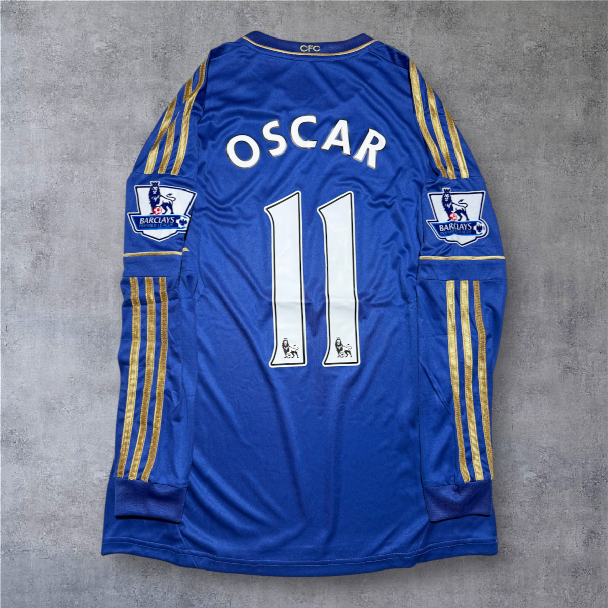 Camisola de futebol A minha loja Chelsea 2012/13 azul com o nome Oscar e o número 11 nas costas