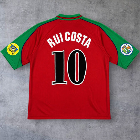 Rui Costa 10 Portugal Home 1996 Euro retro football shirt