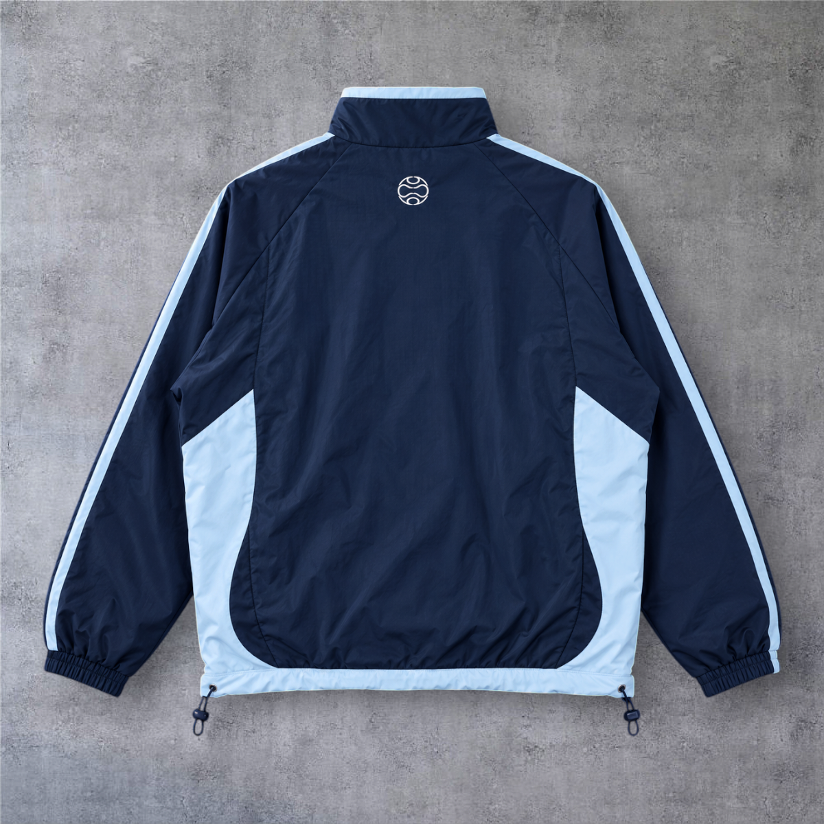 Casaco vintage da Argentina 2006 Away da A minha loja, azul-marinho e azul-claro com fecho e detalhes desportivos.